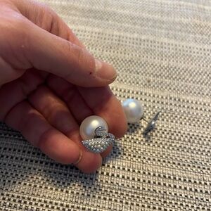Swarovski Silver and White Pearl Earrings